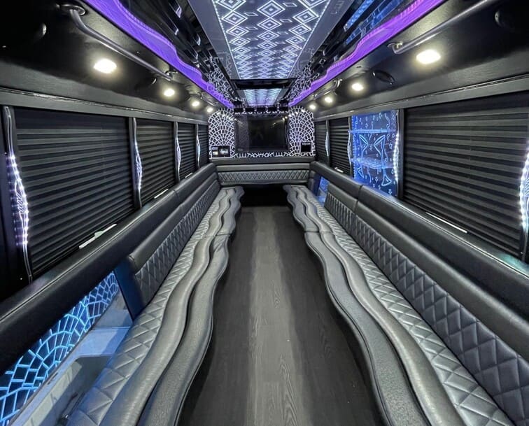 South Lake Tahoe 30 Passenger Party Bus White Interior